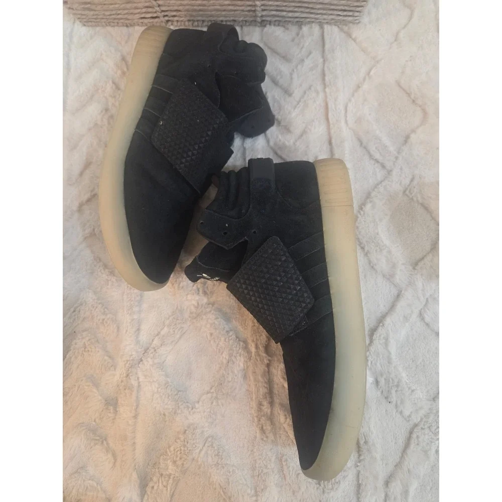 Adidas Tubular Invader Strap Mens Black Suede Mid Top Sneakers BB5037 Size 10.5